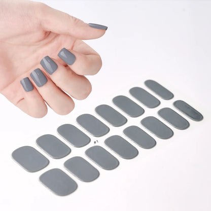 16‑Piece Semi‑Cured Gel Nail Wrap Set – French Pure Color UV Gel Polish Strips, Long‑Wear Nail Extension Decals