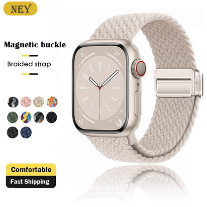 Braided Strap For Apple Watch band 40mm 44mm 42/46mm 49mm 45mm 38/41mm Magnetic buckle Bracelet Series 10 SE 9 8 7 6 5 4 Ultra 2