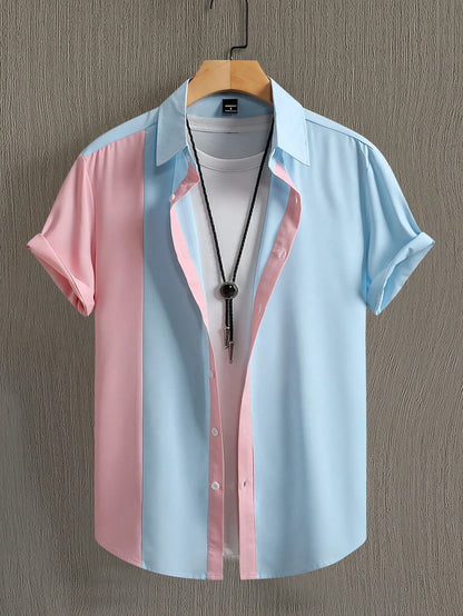 Men's short-sleeved casual comfortable and soft 3D pattern print shirt