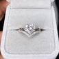 Delicate Silver Color White Zircon Stones Heart Rings