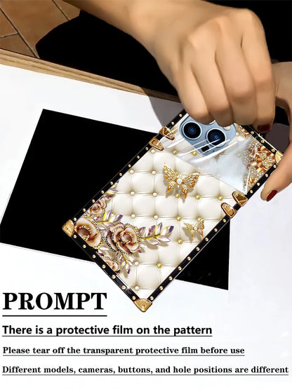 1 butterfly sheepskin textured phone case, suitable for iPhone 15 ProMax/14Plus/Samsung Galaxy S24 Ultra/S23 FE/A55/A15 models