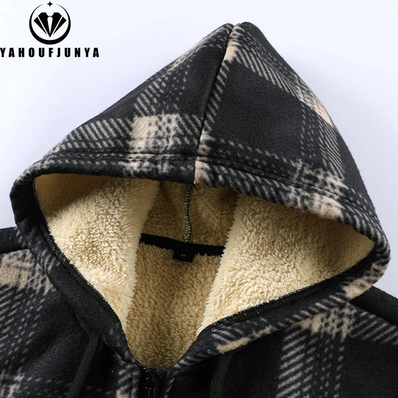 Men’s Spring/Autumn Fleece Windbreaker – Outdoor Hooded Casual Jacket