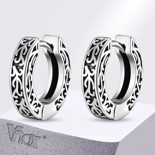 Vnox Thick Small Hoop Earrings for Men Teens, Anit Allergy Stainless Steel Huggies Earrings, Unisex Punk Rock Ear Jewelry