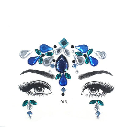 3D Sexy Face Tattoo Crystal Stickers Temporary Tattoos Glitter Fake Tattoo Rhinestones Masquerade Women Party Face Jewels Tattoo