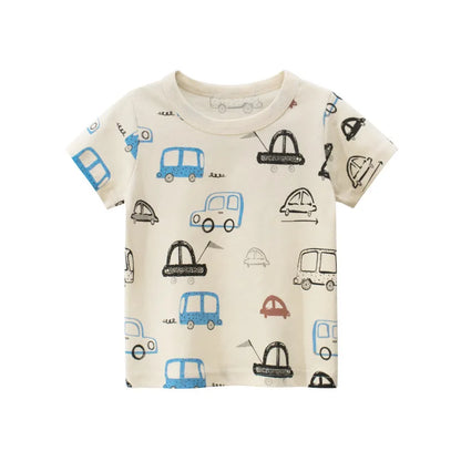 2-8 Years Summer Children Boys T-shirts Cartoon Printed Letter Baby Boy Short Sleeve Tops Kids T Shirts Toddler Clothes