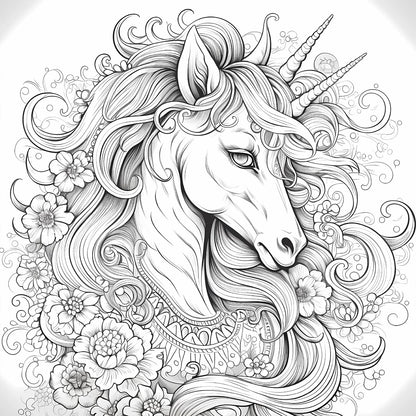 Adult Picture Book: Enchanting Unicorn Colouring Book Whimsical Animated Designs