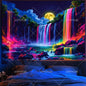 Blacklight Mushroom Tapestry UV Reactive Hippie Skull Tapestries Wall Hanging Eyes Forest Tapestry Glow In The Dark Posters