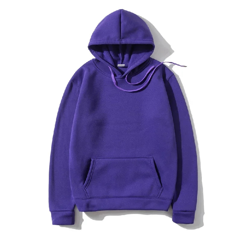 Men's and Women's Solid Color Pocket Pullover Hoodies