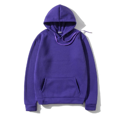 Men's and Women's Solid Color Pocket Pullover Hoodies