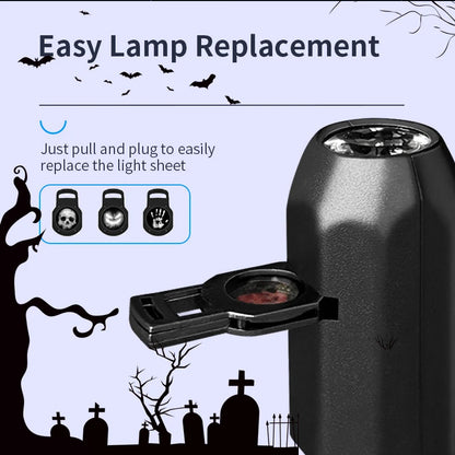 Halloween USB Projector Light Skull NightLight Ghost LED Lamp 360Degree Rotating Switchable Pattern Design Dark & Night Ambiance