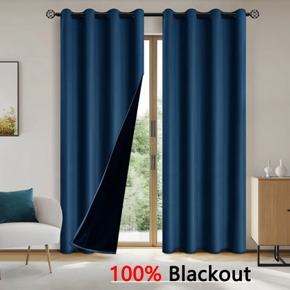 1pc Solid color full shading and sun protection 100% Blackout curtains