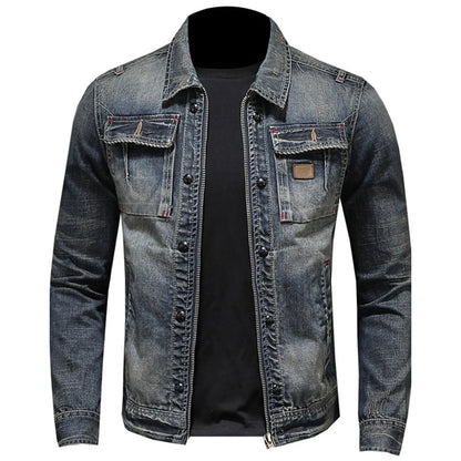 Vintage Denim Jacket Men's With Windbreak Cotton Padded Down Jacket Men's High Quality Classic Fashion New Zipper Padded Jacket