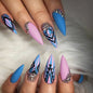 24pcs Full Cover Long False Press On Nails With Designs Light Green Stripe Gradient