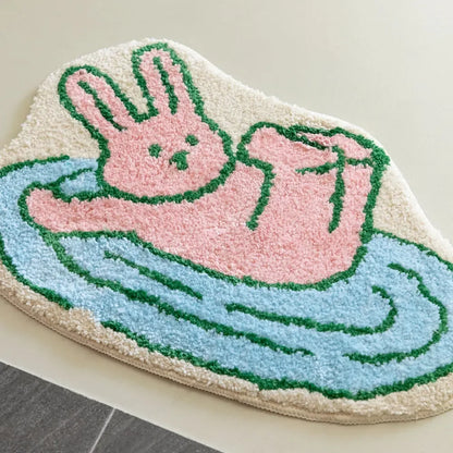 Soft Cartoon Imitation‑Cashmere Floor Mat for Bedroom, Bathroom & Home Décor