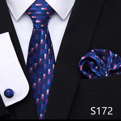 Tie Pocket Squares Cufflink Necktie Set