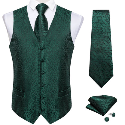 Luxury Paisley Men's Suit Vest Tuxedo Waistcoat Necktie Handkerchief Cufflink Sleeveless Jacket Vest