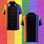 Men’s Rainbow Hawaiian Shirt – Short Sleeve Lapel Beach Top