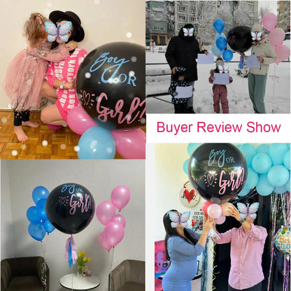 1 Set Giant Boy Or Girl Gender Reveal Black Latex Baby Shower Confetti Ballons