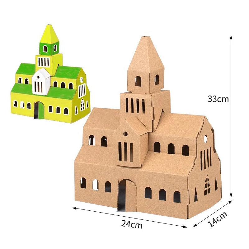 Christmas Paper House DIY Painting Corrugated Board Villa Manor Castle Set Xmas Party Birthday Decoration Kids Gift Home Supply