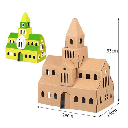 Christmas Paper House DIY Painting Corrugated Board Villa Manor Castle Set Xmas Party Birthday Decoration Kids Gift Home Supply