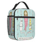 Custom cartoon-printed lunch bag featuring ladies, nurses, and doctors. Thermal insulated, reusable, and multifunctional, perfect for kids' food bento boxes.