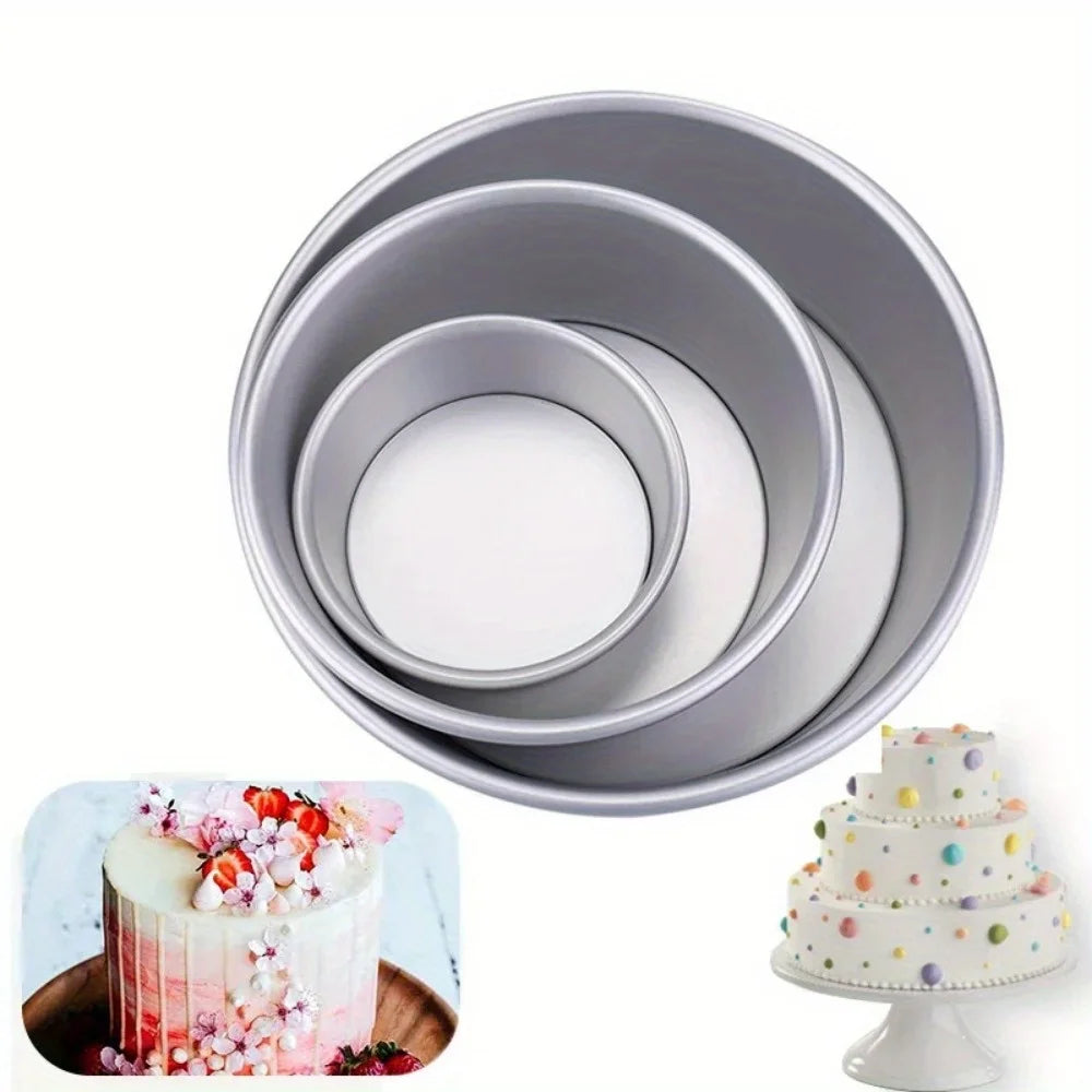 “1pc Layered Circular Cake Mold Set – 4/6/8in Non‑Stick Baking Pans with Detachable Bottom