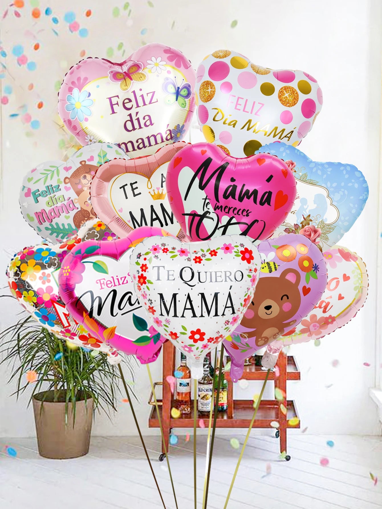 11pcs Mother's Day heart balloon set, suitable for Mother's Day parties, gifts for mom, birthday decorations