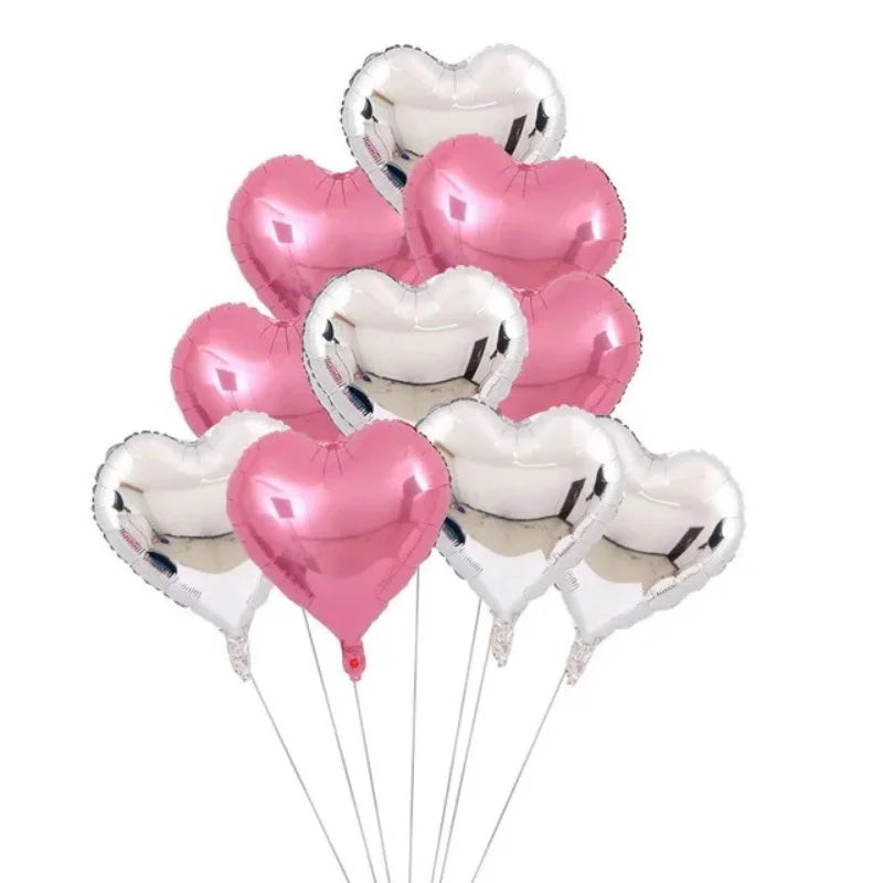 10pcs 18inch Rose Gold Red Pink Love Foil Heart Helium Balloons Wedding Birthday Party Balloons Valentine's Day Globos Supplies