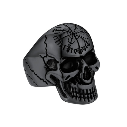 U7 Stainless Steel Big Skull Rings for Man Woman Size 7-14 Cross 3D Skeleton Cuban Chain Celtic Knot Pattern Gothic Punk Jewelry