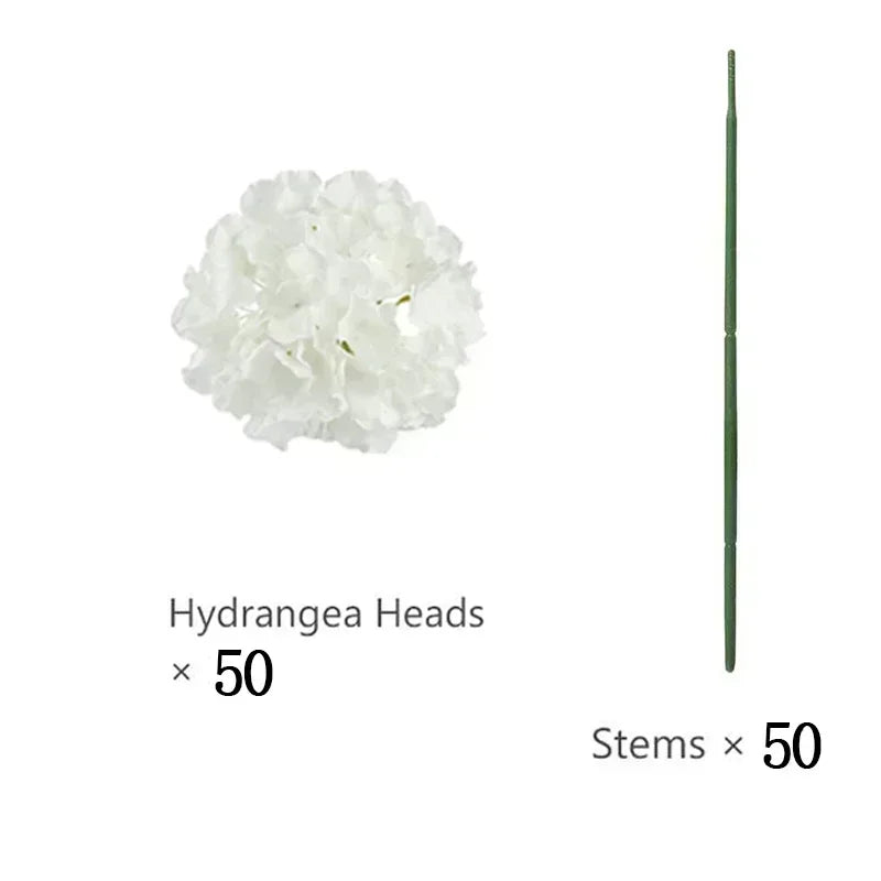 50 PCS Artificial Hydrangea Flowers Silk Hydrangea Heads for Wedding