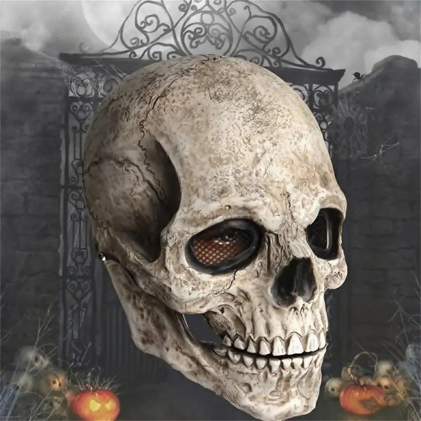 Spooky Skeleton Mask with Articulated Jaw Halloween Costume Accessory for Teens and Adults