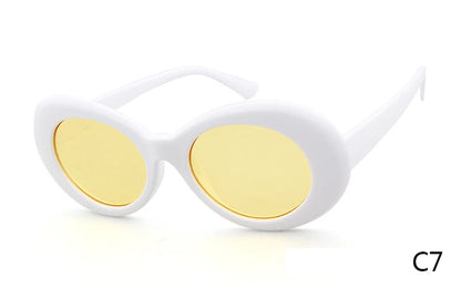 WHO CUTIE Vintage Small Oval Sunglasses Men Women Brand Designer 90S Retro White Leopard Frame Shades Sun Glasses OM524