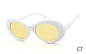 WHO CUTIE Vintage Small Oval Sunglasses Men Women Brand Designer 90S Retro White Leopard Frame Shades Sun Glasses OM524