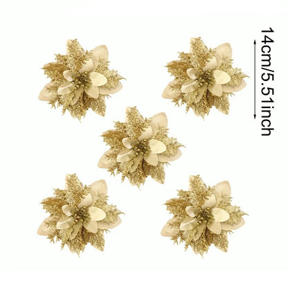 Christmas Glitter Artificial Flowers Tree Hanging Ornaments