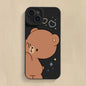Cartoon Cute Bear Couple Silicone Phone Case For iPhone 16 Pro Max 15 14 13 12 11 Pro  16 Plus  Shockproof Soft Cover