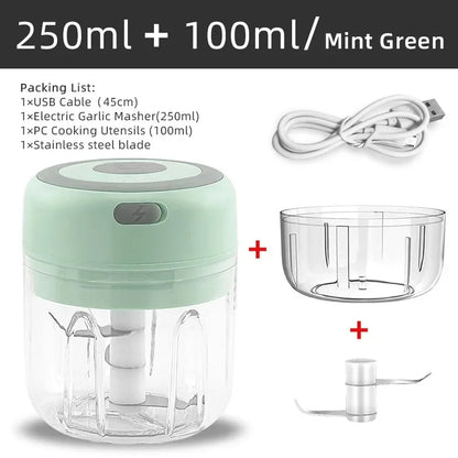 Mini Wireless Electric Garlic Crusher 100ml/250ml Portable Chopper USB Charging