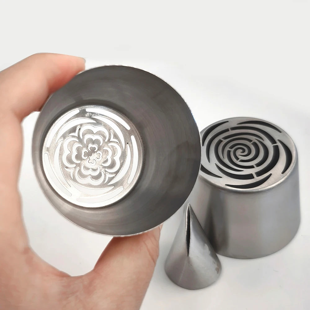 Russian pipeline flower nozzle oversize stainless steel cotton candy rose piping mouth cake decorative icing, cream bouquet DIY