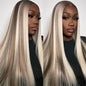 4/613 Balayage Brown Blonde 13x4 Straight Lace Front Wig Colored Human Hair Wigs For Women Body Wave Wig 613 HD Lace Frontal Wig