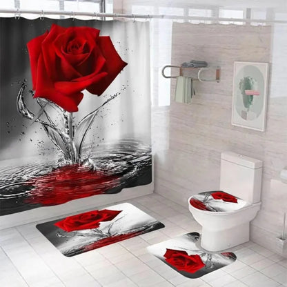 Purple Rose Shower Curtain Polyester Bath Curtain Set 3D Print 180x180 Bathroom Curtain Colorful Flowers Home Decor Dropshipping