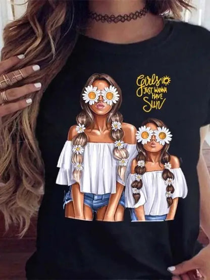 Maycaur Hot Sales Printed Female Tshirt Women Fashion Graphic Printed T-Shirt Harajuku Korean Style Short Sleeves Clothes Female