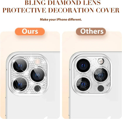 Bling Diamond Camera Lens Protector for iPhone – Glitter Metal Case for iPhone 11/12/13/14/15/16 & Pro Max Models