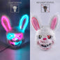 LED Glowing Cosplay Bloody Rabbit Mask Halloween Scary Killer Bloody Bunny Bear Headgear Carnival Masquerade Horror Costume Prop