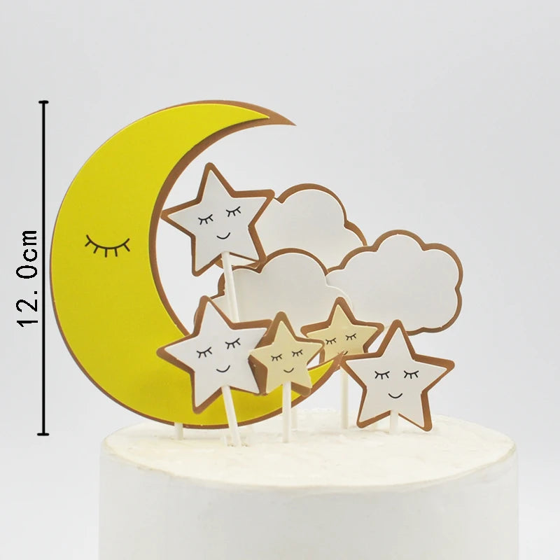 Cute Rabbit Balloon Ornaments Star Happy Birthday Cake Topper Easter Birthday Party Cake Baking Kids