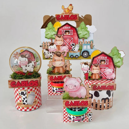 18pcs Carton Farm Animal Paper Cupcake Toppers for Kids Farm Themed Birthday Baby Shower Party Decoration DIY Cake Supplies