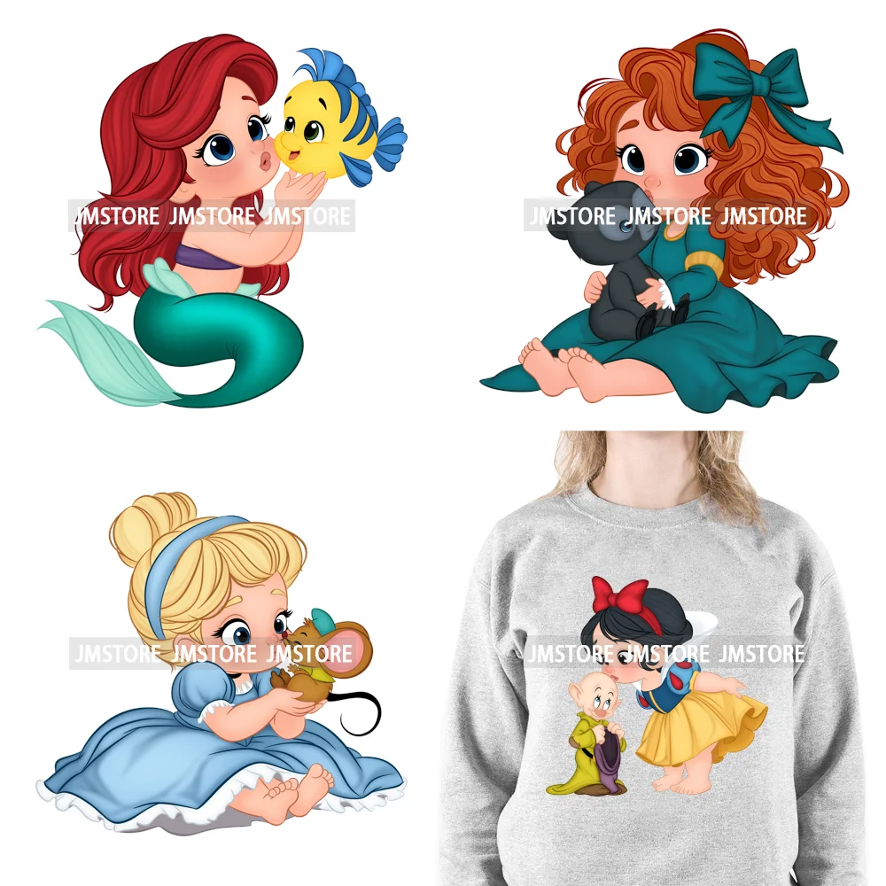 Love Cute Cartoon Little Baby Princess Girls Character Iron on DTF Transfers Washable Stickers Ready to Press for Clothes Bags