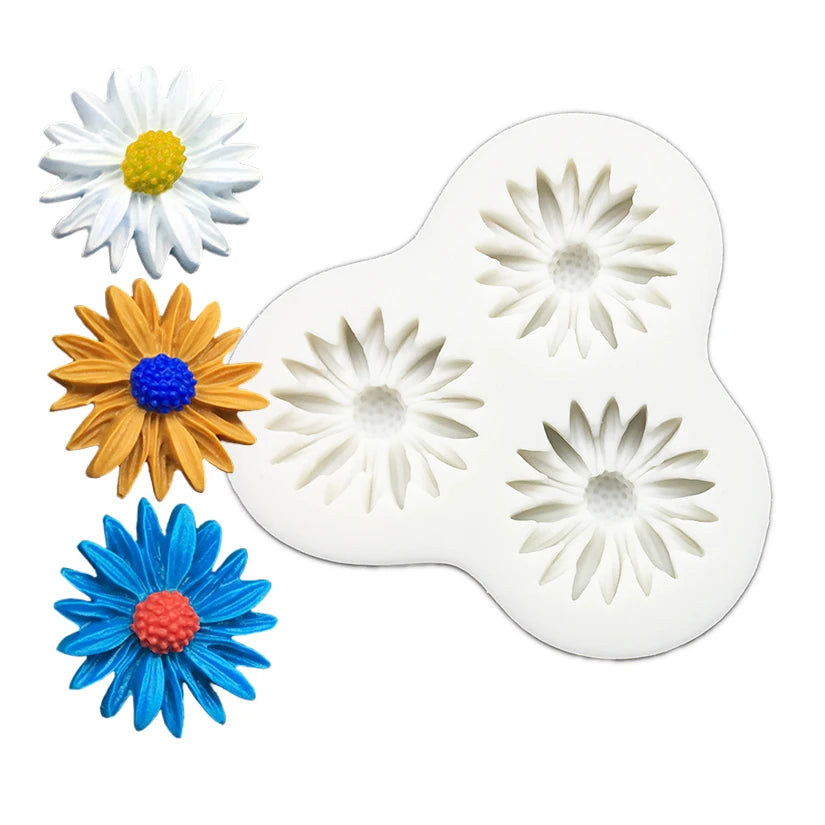 Daisy Wild Chrysanthemum Flower Silicone Sugarcraft Mold Fondant Cake Decorating Tools Candy Clay Cupcake Chocolate Baking Mold