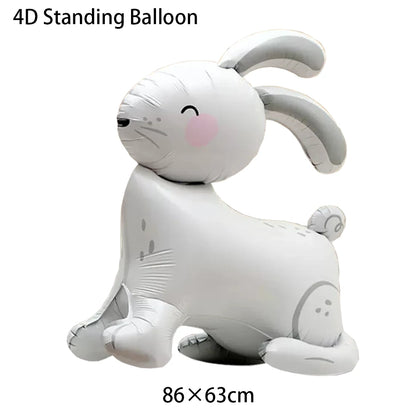 Cute Cartoon White Bunny Aluminum Foil Balloons Rabbit Happy Easter Party Decoration Supplies Children Favor Birthday Party Gift