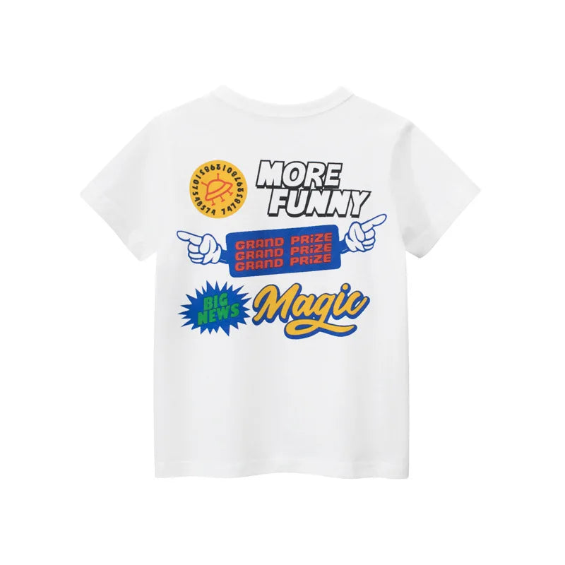 2-8 Years Summer Children Boys T-shirts Cartoon Printed Letter Baby Boy Short Sleeve Tops Kids T Shirts Toddler Clothes