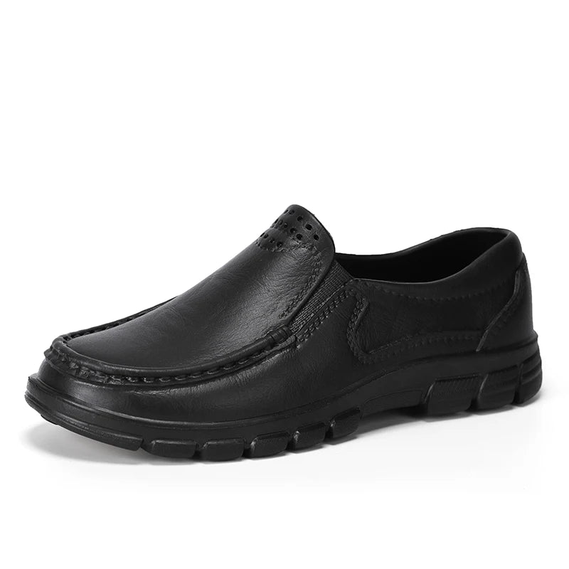 Men’s Four‑Season Anti‑Slip Chef Shoes – Oil‑Resistant, Soft‑Sole, Business Casual Work Leather
