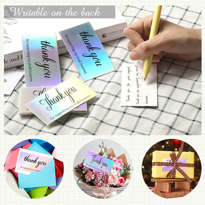 30pcs Thank You Card For Supporting Business Package Decoration "Gorgeous Thanks" Business Card Laser card Handmade With Love